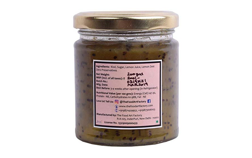 The Food Art Factory Kiwi Jam    Glass Jar  200 grams